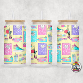 Yellow School Supplies Glass Can