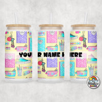 Yellow School Supplies Glass Can