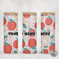 Coral Apples Glass Can