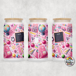 Pink Supplies Glass Can