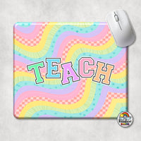 Retro Rainbow TEACH Mouse Pad
