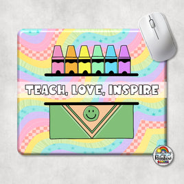 Retro Rainbow Crayons Mouse Pad