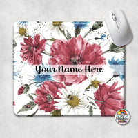 Burgundy Floral Mouse Pad