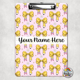 Pink & Pencil Bows Clipboard