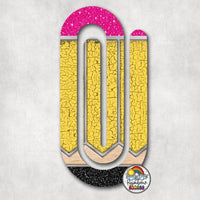 Yellow Crackled Pencil Acrylic Paperclips