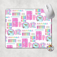 Pink School Supplies Mouse Pad