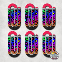 Neon Leopard Pencil Acrylic Paperclips