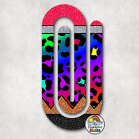 Neon Leopard Pencil Acrylic Paperclips