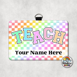 Rainbow Checkered TEACH Horizontal