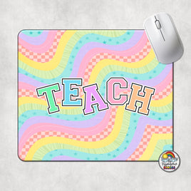 Retro Rainbow TEACH Mouse Pad