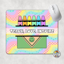 Retro Rainbow Crayons Mouse Pad