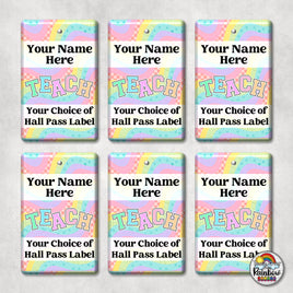 Retro Rainbow TEACH-Hall Pass Set