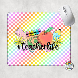 Checkered #Teacherlife Mouse Pad