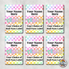 Rainbow Checkered TEACH-Hall Pass Set