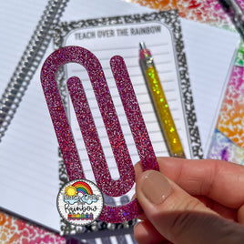 Raspberry Glitter Specialty Acrylic Paperclip