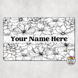 Black & White Flowers-Hall Pass Holder