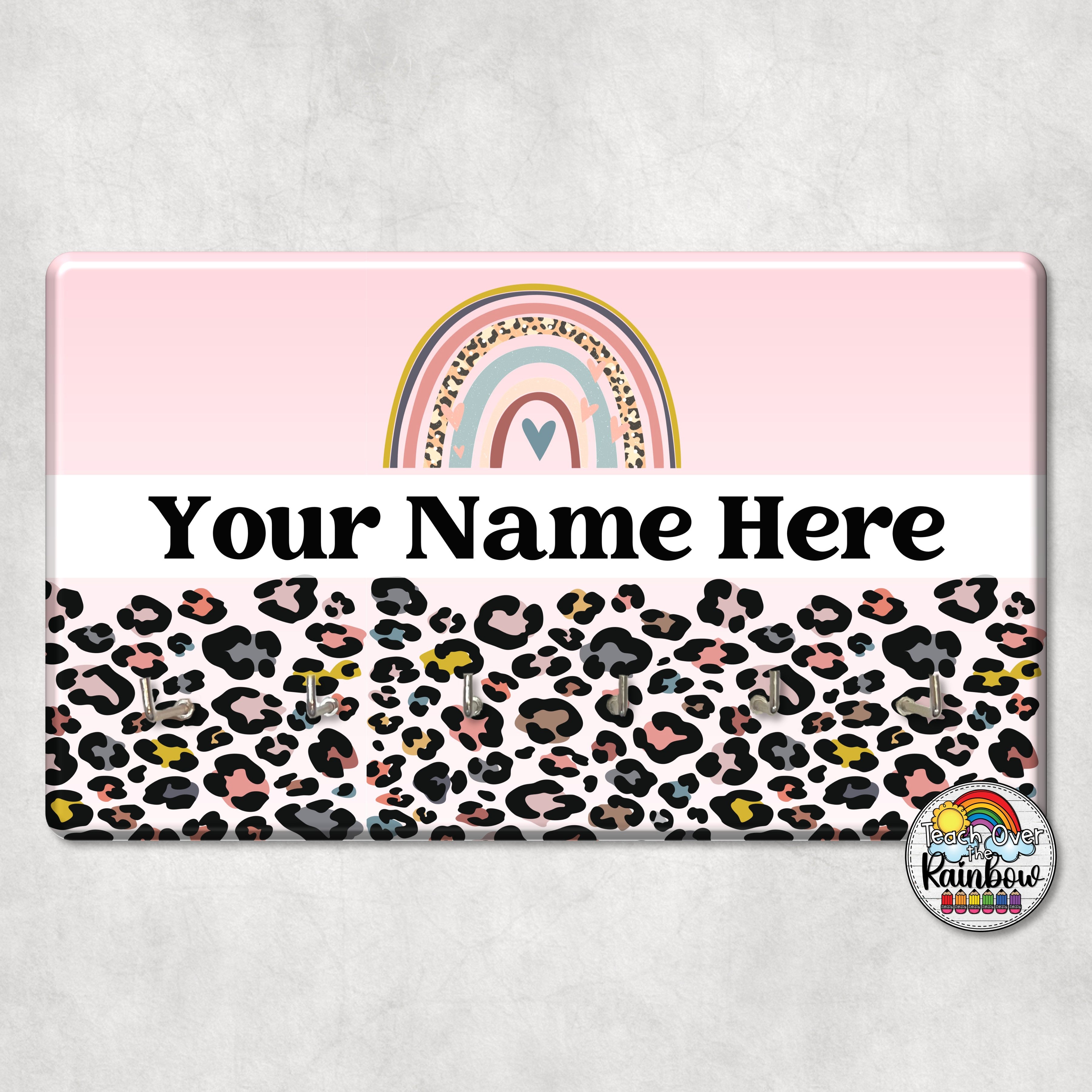 Leopard Hal Pink Boho Leopard- Hall Pass Holder – Teach Over the Rainbow