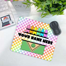 Checkered Crayons Mouse Pad