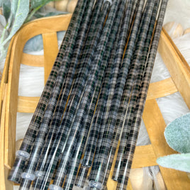 Black Plaid Straw